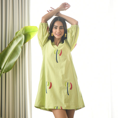 Olive Strokes Dress