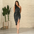 Charcoal Black Satin Dress