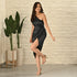 Charcoal Black Satin Dress