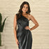 Charcoal Black Satin Dress