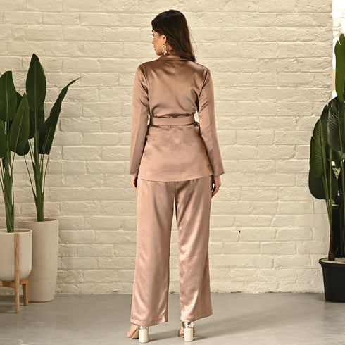 Burnt Sugar Satin Co-ord Set