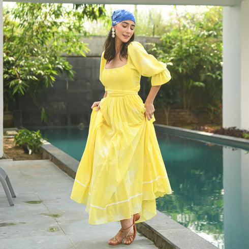 Canary Yellow Cotton 2-way Dress