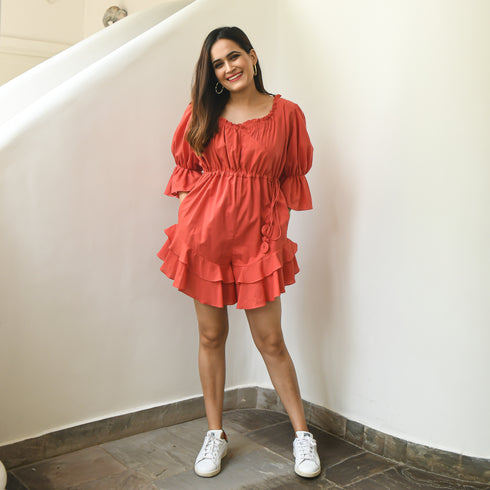 Persian Red Cotton Romper