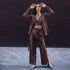Brown Lurex Blazer Set