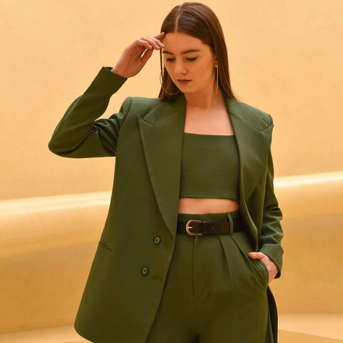 Retro Green Blazer Set