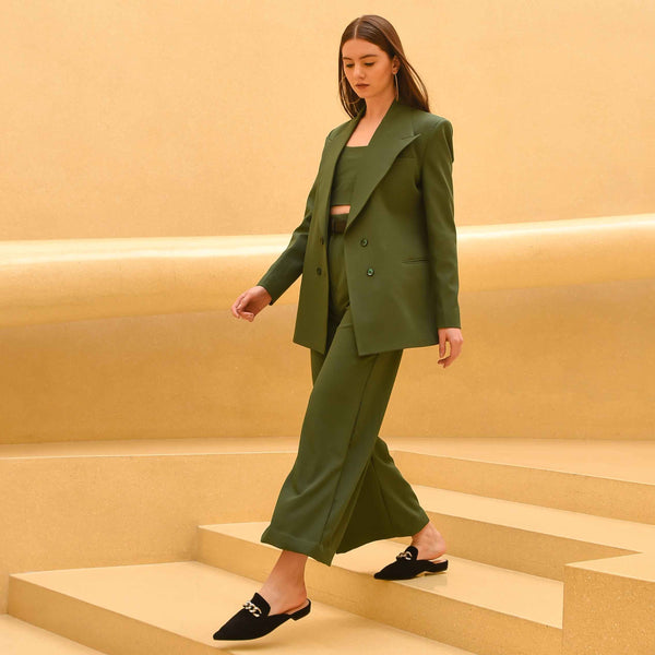 Retro Green Blazer Set