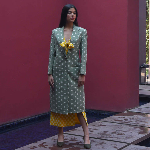Sun & Moss Polka Trench Coat Set