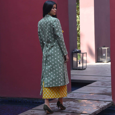 Sun & Moss Polka Trench Coat Set