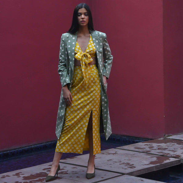 Sun & Moss Polka Trench Coat Set