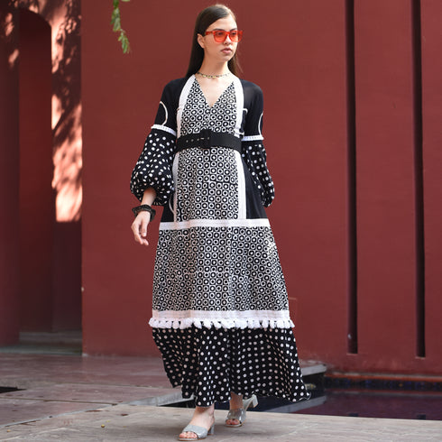 Black Multi Print Dress