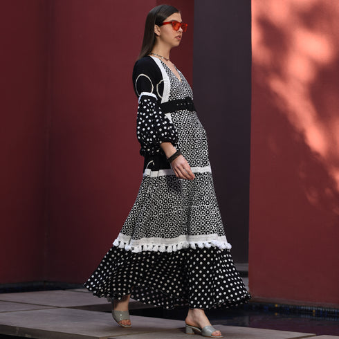 Black Multi Print Dress