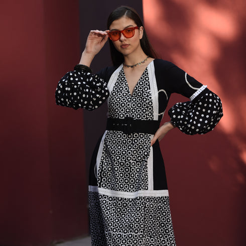 Black Multi Print Dress