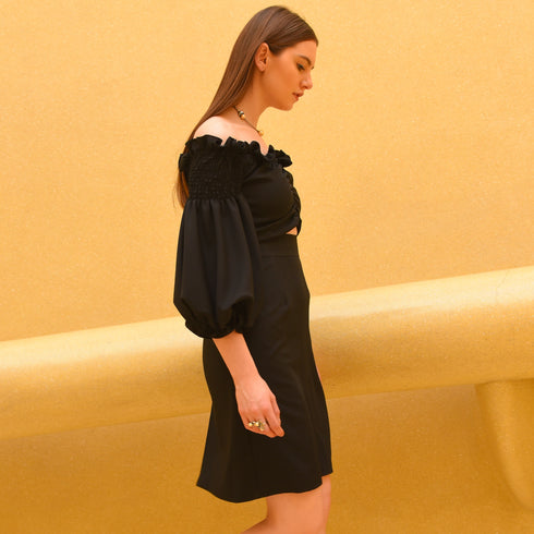 Black Skirt Top Set