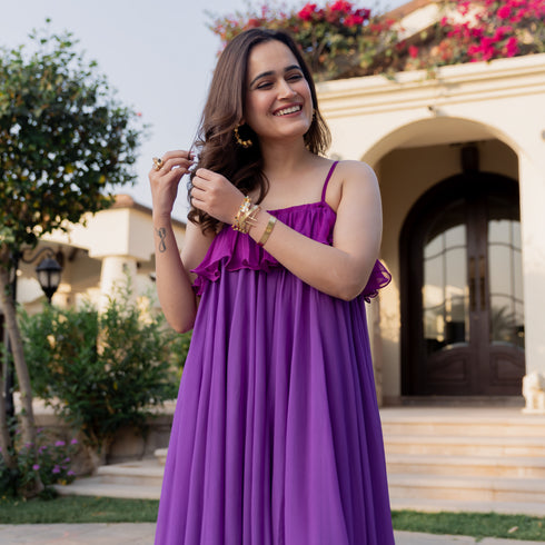 Plum Rose Georgette Dress