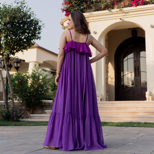 Plum Rose Georgette Dress