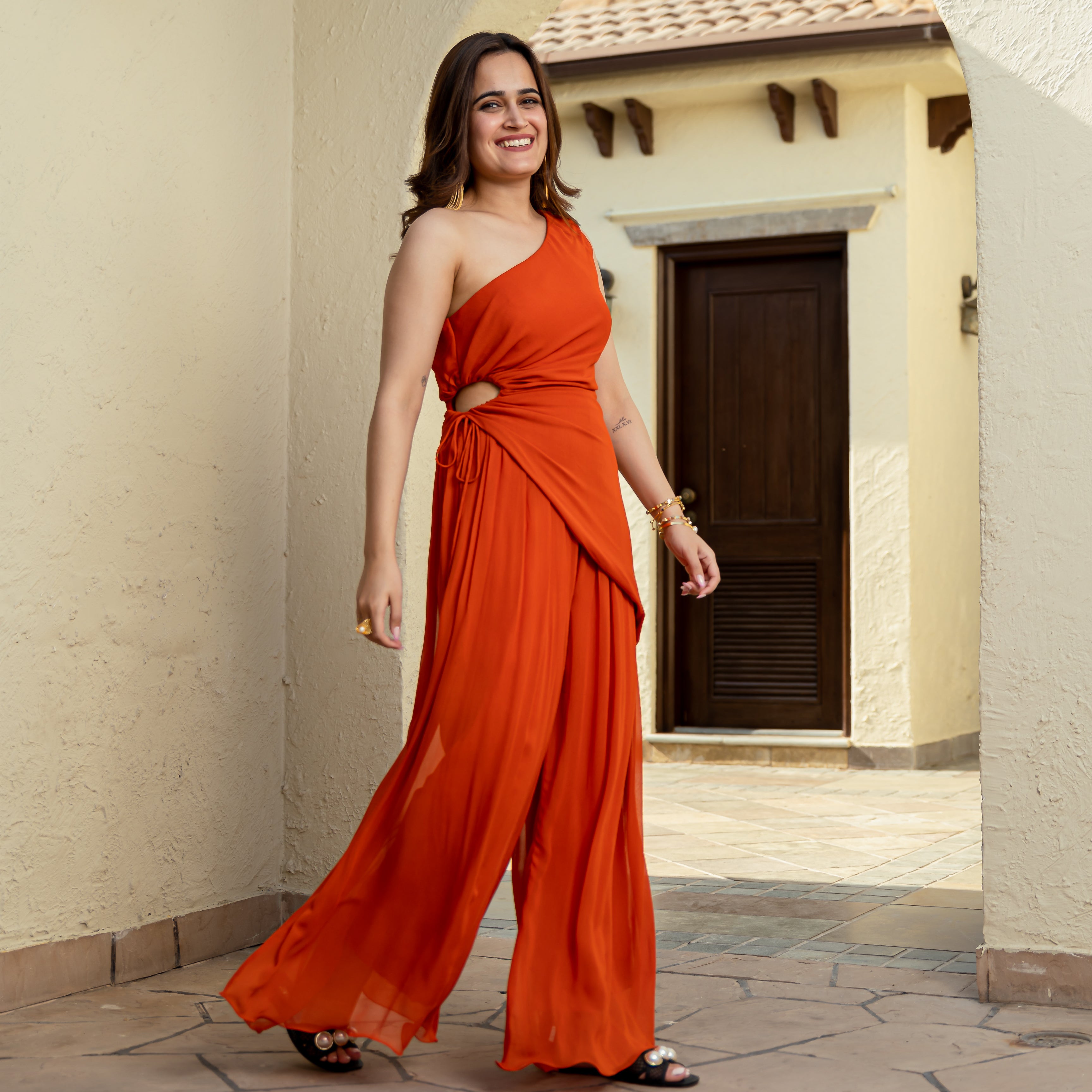 Orange Crush One Shoulder Jumpsuit