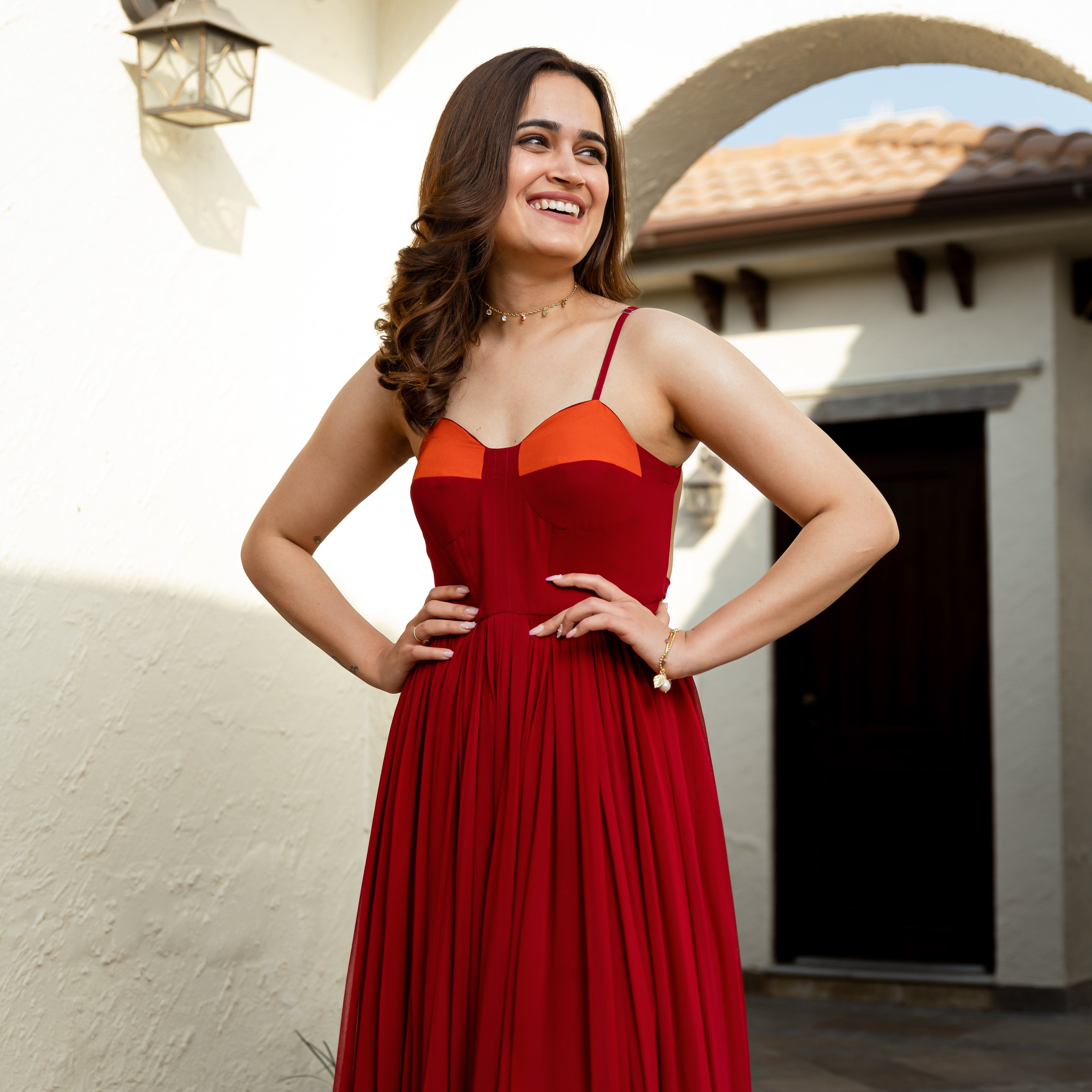 Pomelo Georgette Long Dress