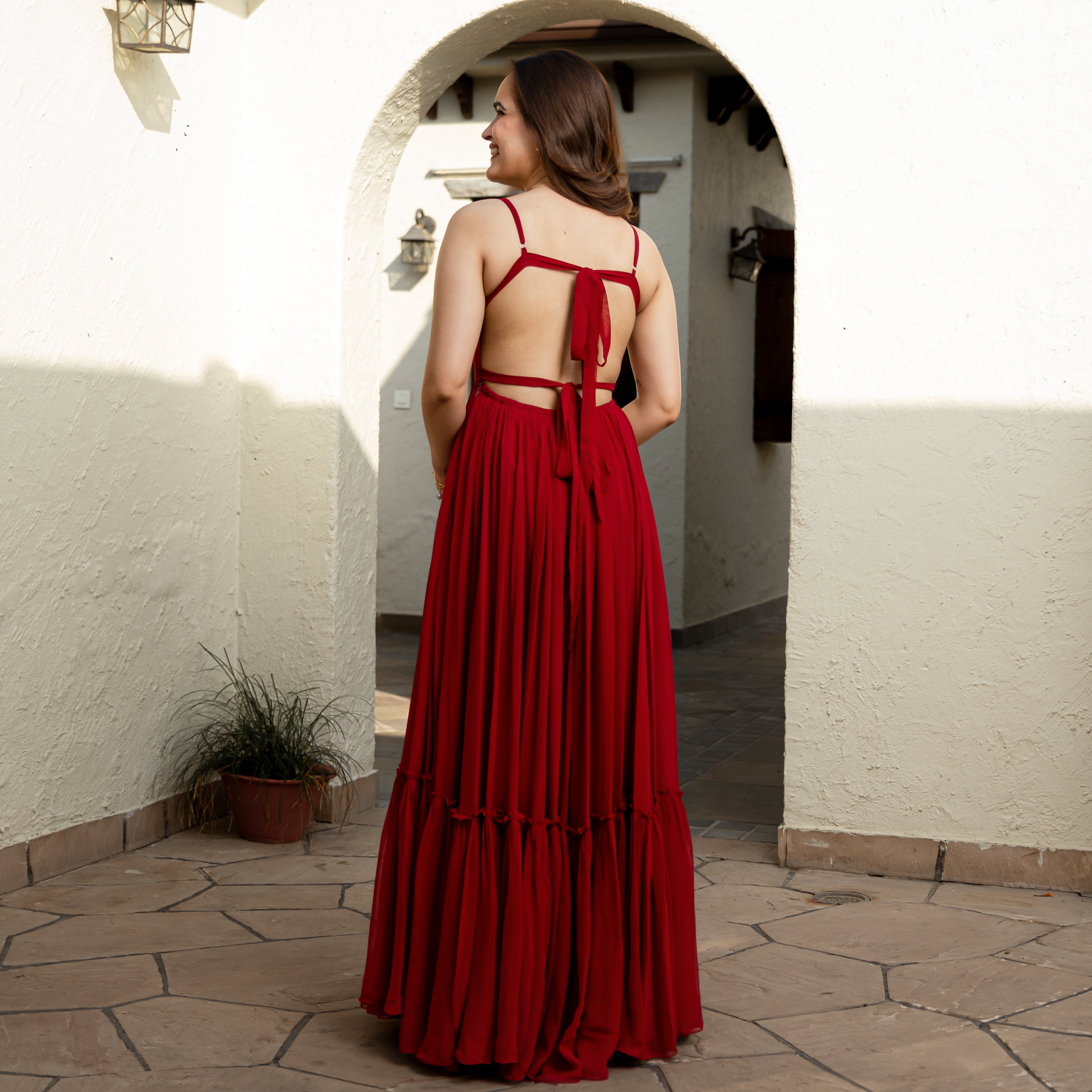 Pomelo Georgette Long Dress