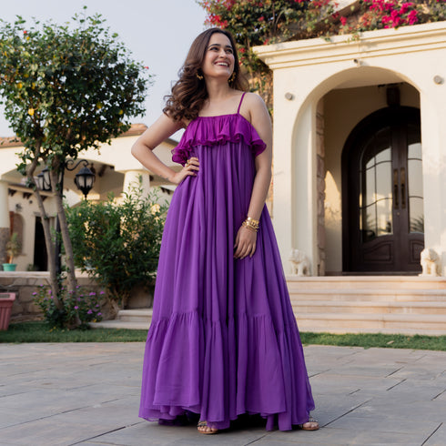 Plum Rose Georgette Dress