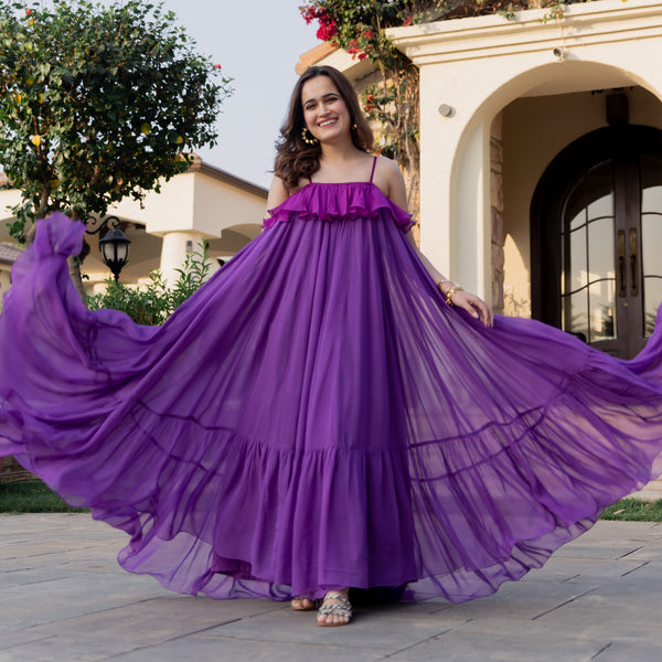 Plum Rose Georgette Dress