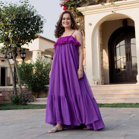 Plum Rose Georgette Dress