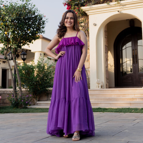 Plum Rose Georgette Dress