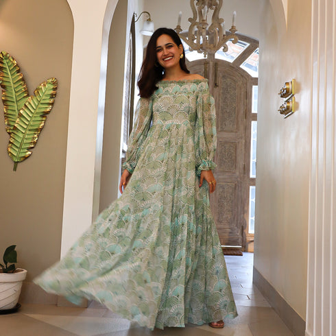 Asymmetrical Tiered Long Dress