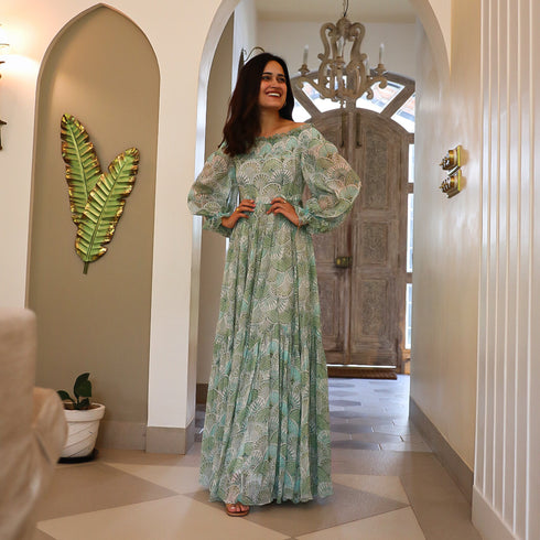 Asymmetrical Tiered Long Dress