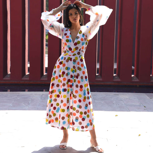 Colour Pop Polka Cotton Dress
