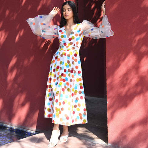 Colour Pop Polka Cotton Dress
