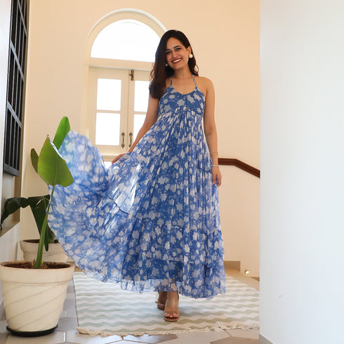 Royal Blue Backless Dress